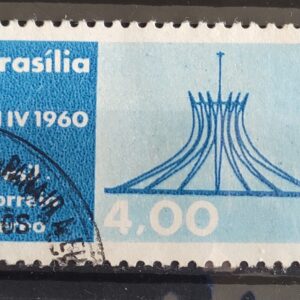 A 94 Selo Aereo Inauguracao de Brasilia Catedral Religiao 1960 Circulado 2