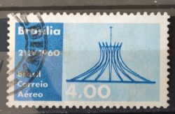 A 94 Selo Aereo Inauguracao de Brasilia Catedral Religiao 1960 Circulado 5