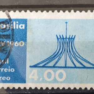 A 94 Selo Aereo Inauguracao de Brasilia Catedral Religiao 1960 Circulado 5