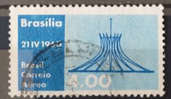 A 94 Selo Aereo Inauguracao de Brasilia Catedral Religiao 1960 Circulado 6