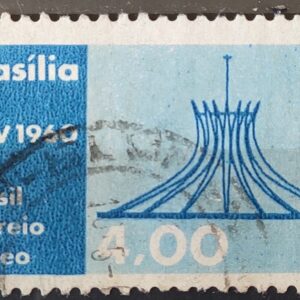 A 94 Selo Aereo Inauguracao de Brasilia Catedral Religiao 1960 Circulado 6