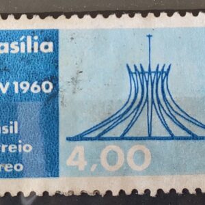 A 94 Selo Aereo Inauguracao de Brasilia Catedral Religiao 1960 Circulado 7