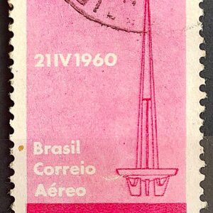 A 95 Selo Aereo Inauguracao de Brasilia Torre de TV Comunicacao 1960 Circulado 1