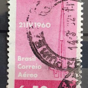 A 95 Selo Aereo Inauguracao de Brasilia Torre de TV Comunicacao 1960 Circulado 4