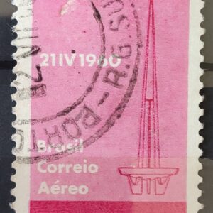 A 95 Selo Aereo Inauguracao de Brasilia Torre de TV Comunicacao 1960 Circulado 5