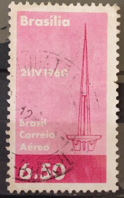 A 95 Selo Aereo Inauguracao de Brasilia Torre de TV Comunicacao 1960 Circulado 6