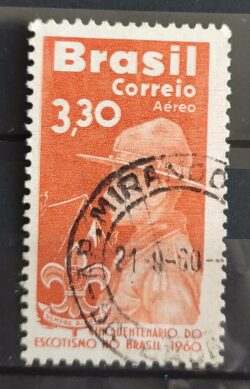 A 99 Selo Aereo Cinquentenario Escotismo Escoteiro 1960 Circulado 2