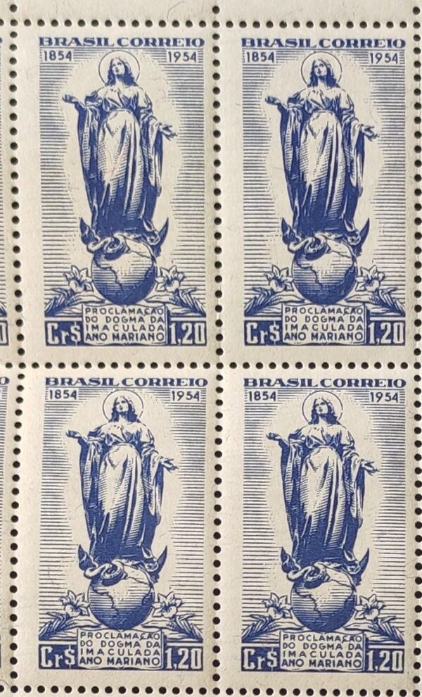 C 346 Selo Centenario Dogma da Imaculda Conceicao Ano Ano Mariano Religiao 1954 Quadra 1