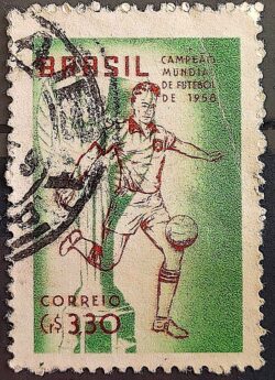 C 430 Selo Brasil Campeao Mundial de Futebol Suecia 1959 Circulado 1