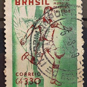 C 430 Selo Brasil Campeao Mundial de Futebol Suecia 1959 Circulado 3