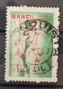 C 430 Selo Brasil Campeao Mundial de Futebol Suecia 1959 Circulado 4