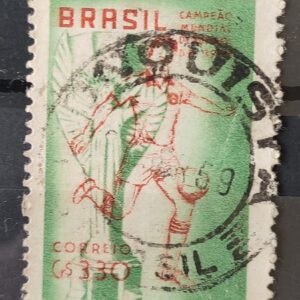 C 430 Selo Brasil Campeao Mundial de Futebol Suecia 1959 Circulado 4