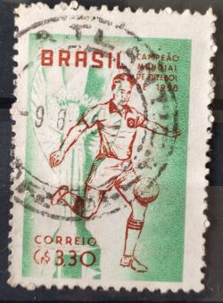 C 430 Selo Brasil Campeao Mundial de Futebol Suecia 1959 Circulado 5