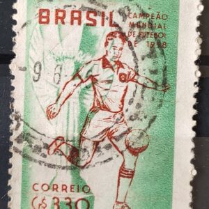 C 430 Selo Brasil Campeao Mundial de Futebol Suecia 1959 Circulado 5