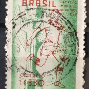 C 430 Selo Brasil Campeao Mundial de Futebol Suecia 1959 Circulado 6
