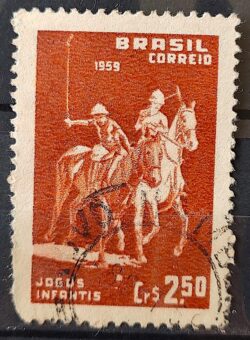 C 433 Selo Jogos Infantis Polo Cavalo Crianca Infantil 1959 Circulado 1