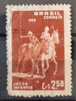 C 433 Selo Jogos Infantis Polo Cavalo Crianca Infantil 1959 Circulado 11