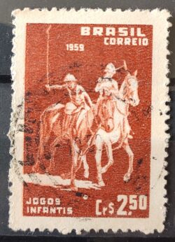 C 433 Selo Jogos Infantis Polo Cavalo Crianca Infantil 1959 Circulado 12