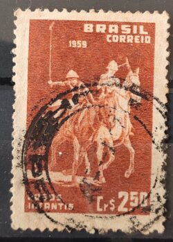 C 433 Selo Jogos Infantis Polo Cavalo Crianca Infantil 1959 Circulado 13