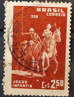 C 433 Selo Jogos Infantis Polo Cavalo Crianca Infantil 1959 Circulado 2