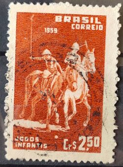 C 433 Selo Jogos Infantis Polo Cavalo Crianca Infantil 1959 Circulado 4