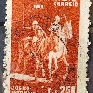 C 433 Selo Jogos Infantis Polo Cavalo Crianca Infantil 1959 Circulado 4