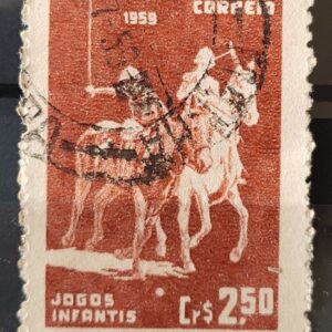 C 433 Selo Jogos Infantis Polo Cavalo Crianca Infantil 1959 Circulado 9