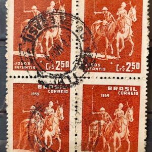 C 433 Selo Jogos Infantis Polo Cavalo Crianca Infantil 1959 Quadra Circulado 1