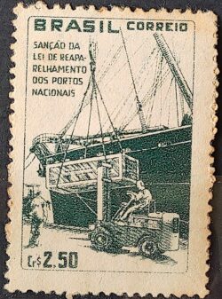 C 434 Selo Fundo Portuario Nacional Navio Empilhadeira Porto 1959