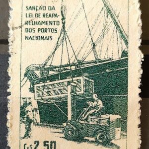 C 434 Selo Fundo Portuario Nacional Navio Empilhadeira Porto 1959 Circulado 1