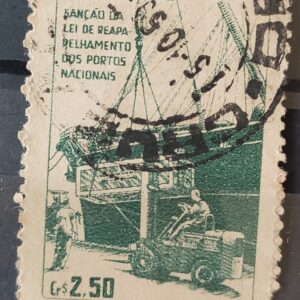 C 434 Selo Fundo Portuario Nacional Navio Empilhadeira Porto 1959 Circulado 2