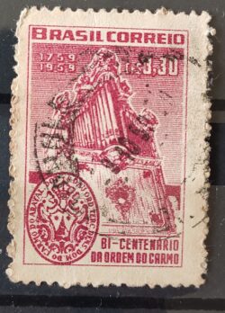 C 435 Selo Bicentenario Ordem Terceira do Carmo de Diamantina Religiao 1959 Circulado 5