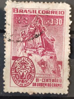 C 435 Selo Bicentenario Ordem Terceira do Carmo de Diamantina Religiao 1959 Circulado 7