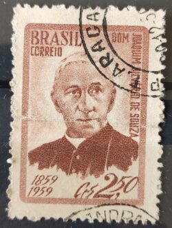 C 436 Selo Centenario Dom Joaquim Silverio de Souza Arcebispo de Diamantina Religiao 1959 Circulado 7