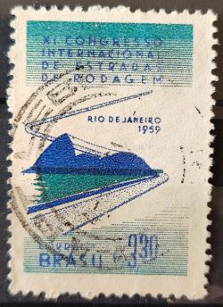 C 437 Selo Congresso de Estradas de Rodagem Rodovia Transporte 1959 Circulado 1
