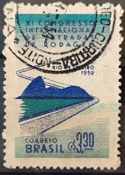 C 437 Selo Congresso de Estradas de Rodagem Rodovia Transporte 1959 Circulado 2