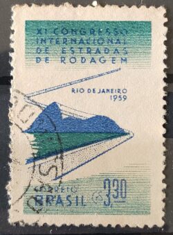 C 437 Selo Congresso de Estradas de Rodagem Rodovia Transporte 1959 Circulado 3