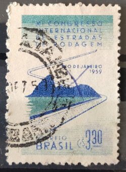 C 437 Selo Congresso de Estradas de Rodagem Rodovia Transporte 1959 Circulado 4