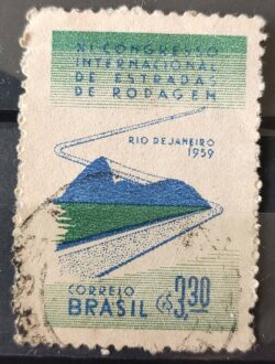 C 437 Selo Congresso de Estradas de Rodagem Rodovia Transporte 1959 Circulado 5