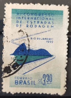 C 437 Selo Congresso de Estradas de Rodagem Rodovia Transporte 1959 Circulado 6