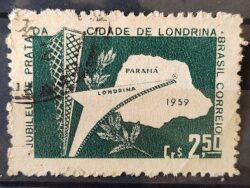 C 438 Selo Cidade de Londrina Mapa 1959 Circulado 2