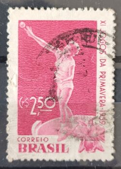 C 439 Selo Jogos da Primavera Mulher Arremesso de Peso 1959 Circulado 10