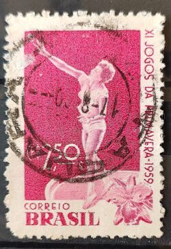 C 439 Selo Jogos da Primavera Mulher Arremesso de Peso 1959 Circulado 2