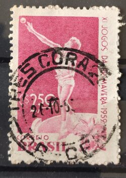 C 439 Selo Jogos da Primavera Mulher Arremesso de Peso 1959 Circulado 4