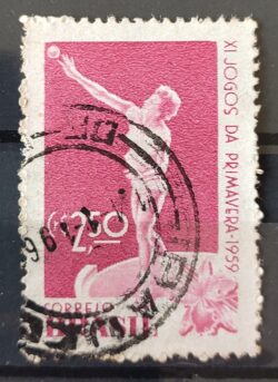 C 439 Selo Jogos da Primavera Mulher Arremesso de Peso 1959 Circulado 5