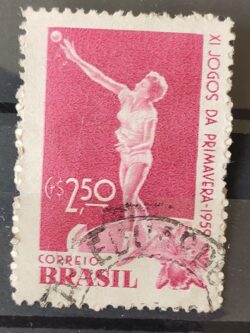 C 439 Selo Jogos da Primavera Mulher Arremesso de Peso 1959 Circulado 6
