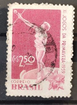 C 439 Selo Jogos da Primavera Mulher Arremesso de Peso 1959 Circulado 8