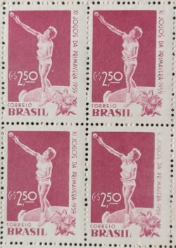 C 439 Selo Jogos da Primavera Mulher Atletismo Arremesso de Peso 1959 Quadra