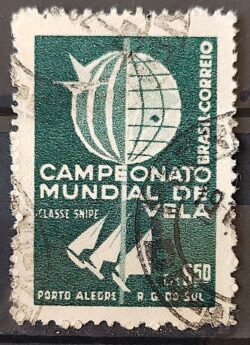 C 440 Selo Campeonato Mundial de Vela Classe Snipe Porto Alegre 1959 Circulado 1