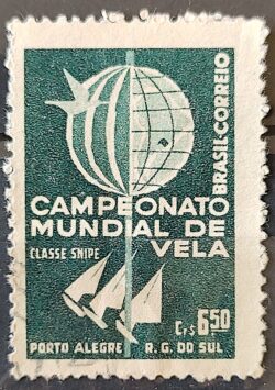 C 440 Selo Campeonato Mundial de Vela Classe Snipe Porto Alegre 1959 Circulado 2